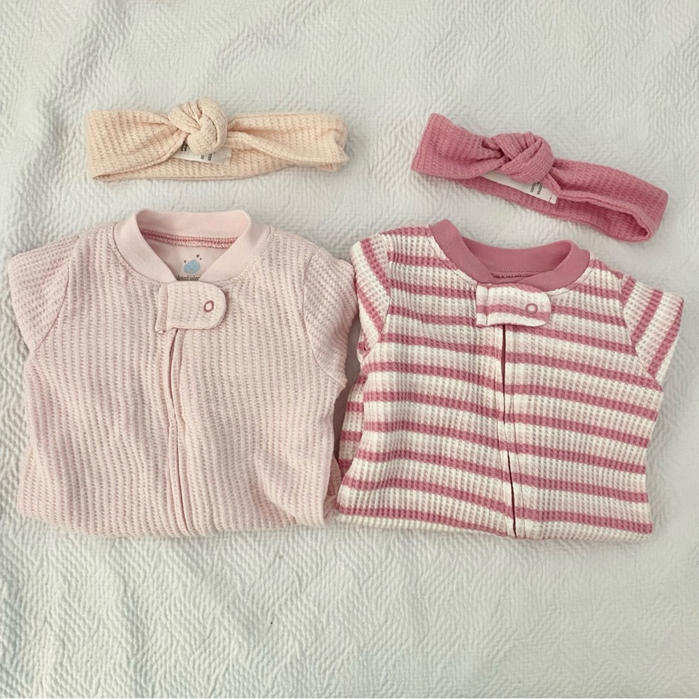 Cloud Island Onesies Footies Set with Bows